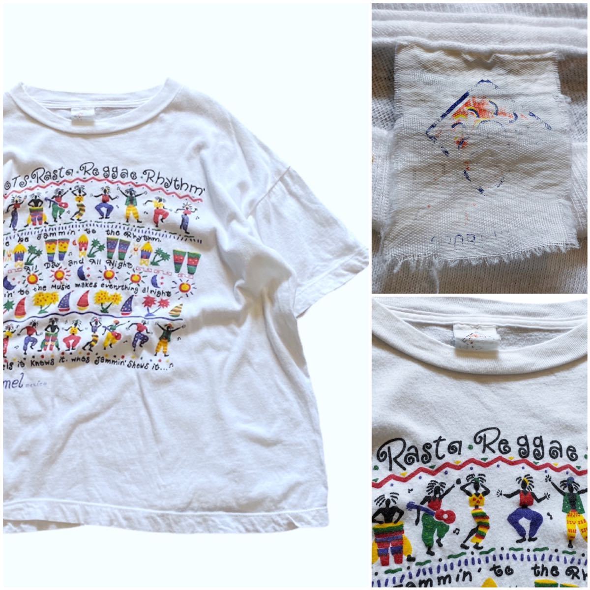 90's ヴィンテージ REGGAE レゲエ Tシャツ ホワイト 白 roots rock rasta ラスタ ドレッド ボブマーリー ジャマイカ ブジュバントン_画像1