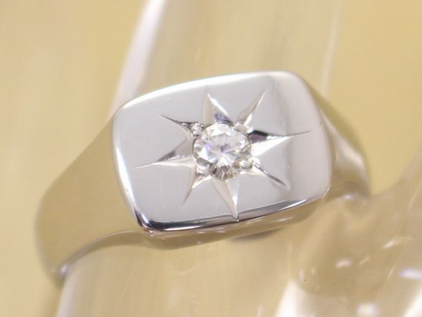  высокое качество diamond 0.13ct PT850 10.7g печатка мужской кольцо 17.5 номер прекрасный товар 