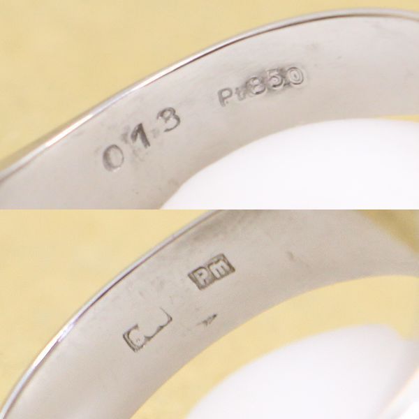 高品質ダイヤ0.13ct　PT850　10.7g　印台　メンズ　リング　17.5号　美品