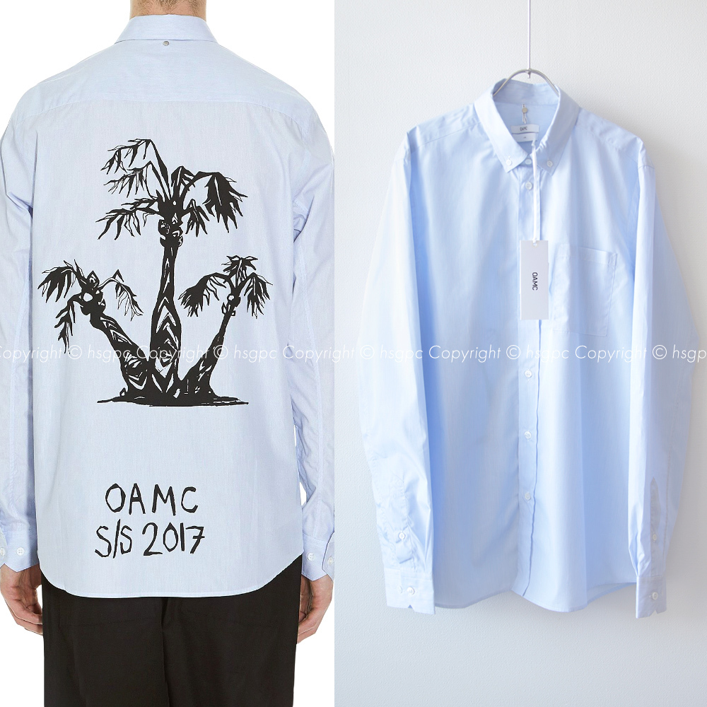 定価4.8万】新品 OAMC パームプリント ピンストライプ ボタンダウン