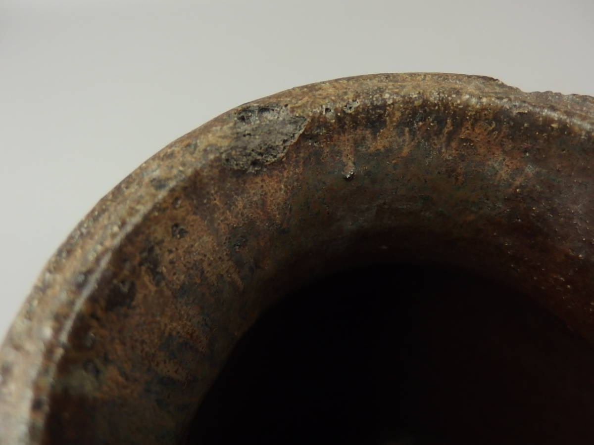 [ antique * tea utensils ]* old Echizen . old Echizen peach mountain period? kiln seal have ** small "hu" pot dm014ub. vase flower road . road 