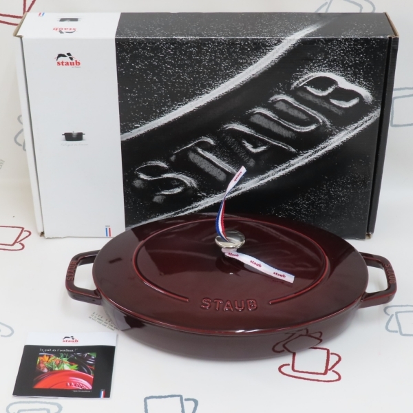 ☆staub/ストウブ オーバル ホットプレート 32cm グレナディンレッド 未使用♪_画像1