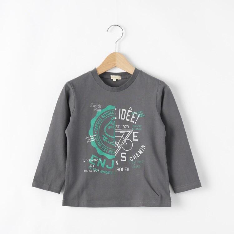 新品　HusHusH(Kids)　アメカジテイストプリント長袖Ｔシャツ　チャコールグレー　14(140cm)　定価1089円_画像1