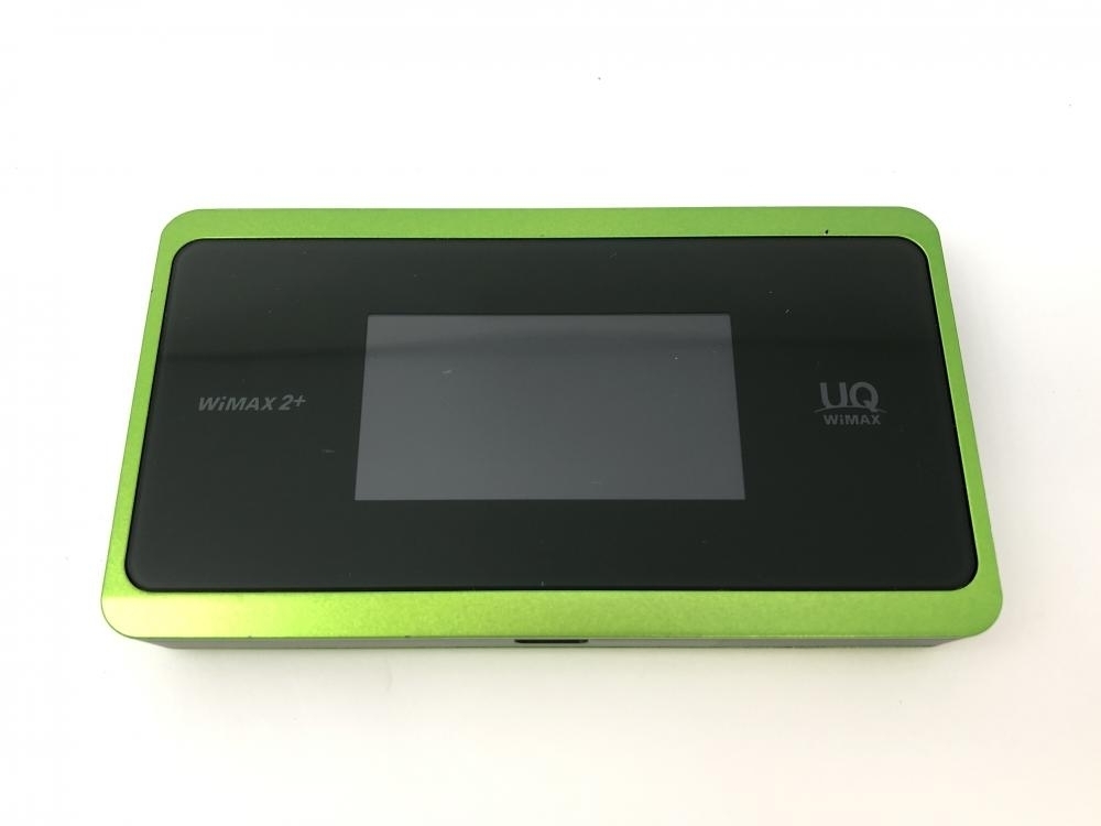 U521【中古・制限○　白ロム】 UQ WiMAX 2+ Speed Wi-Fi NEXT WX06 モバイルルーター au ライムグリーン /060_画像1