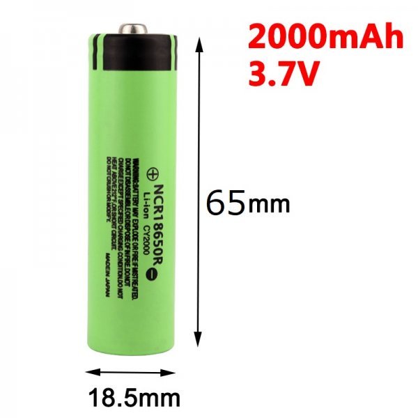 18650 リチウムイオン電池　生セル　NCR18650R 3.7V 2000mAh 長さ65mmタイプ　高容量　2本セット　新品　即納_画像2