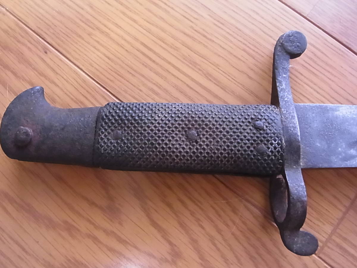 珍品 希少 幕末~明治期 ヤタガン式 銃剣 革鞘 時代物 旧日本軍 珍品 希少 幕末~明治期 ヤタガン式 銃剣 革鞘 時代物 旧日本軍