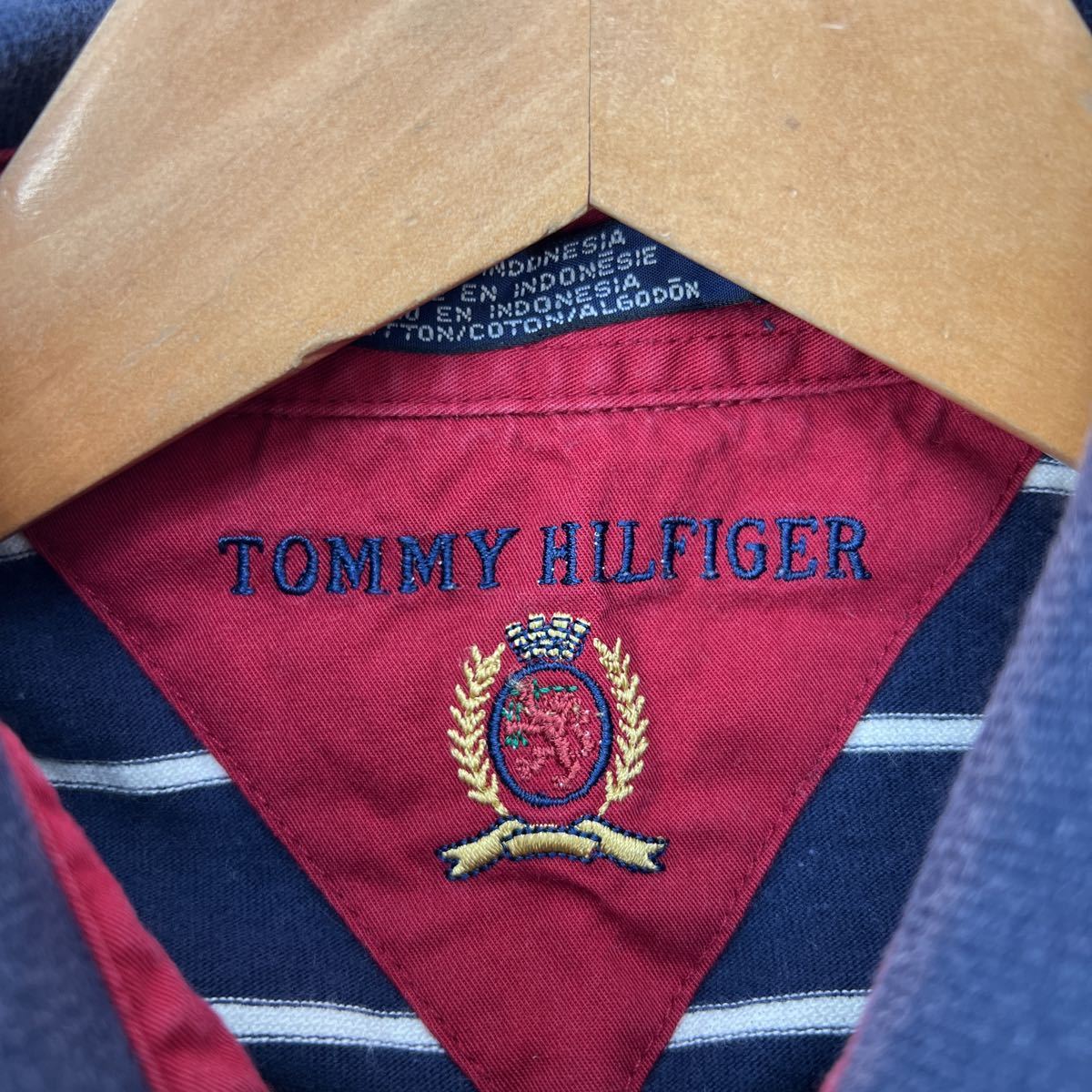 トミーヒルフィガー ☆ TOMMY HILFIGER ボーダー柄 半袖 ポロシャツ M ネイビー ホワイト 着回し抜群♪ ストリート アメカジ■FA176_画像5