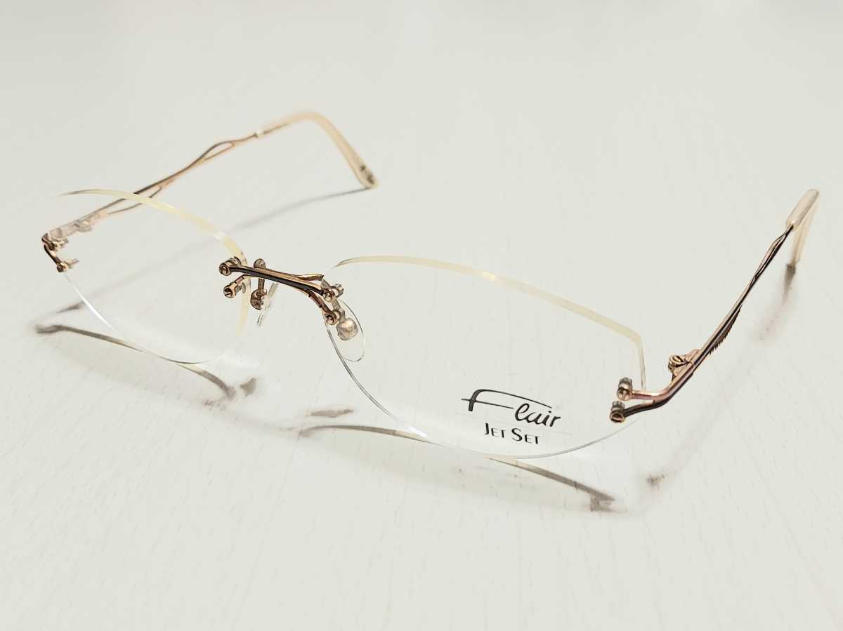 新品 Flair フレアー ドイツ製 メガネ 眼鏡 高級感 上品 ツーポイント ピンク 紫