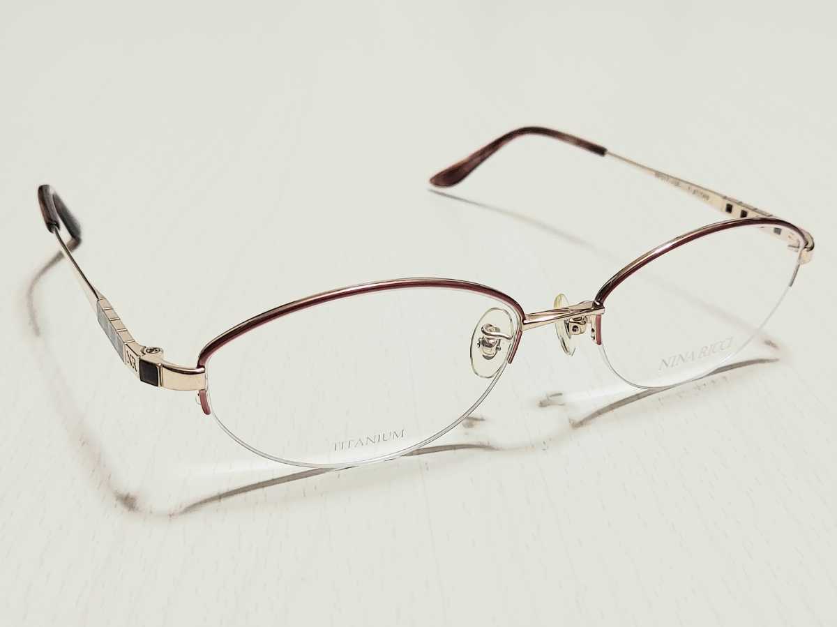 新品 NINA RICCI　ニナリッチ　メガネ　眼鏡　高級感　オシャレ　上品　ハーフリム　赤　レッド　チタン　軽い_画像5