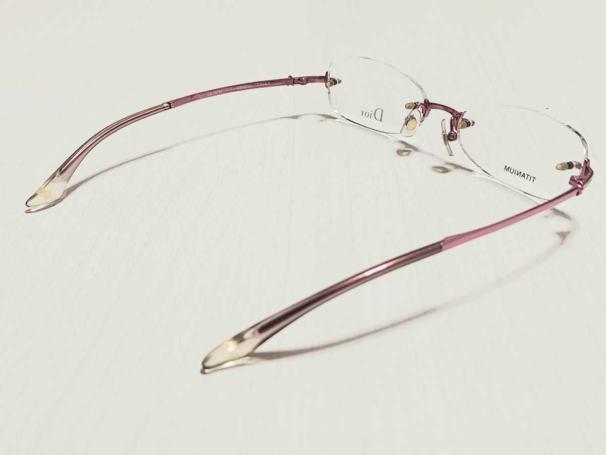 新品　Christian Dior　ディオール　ブランド　日本製　メガネ　眼鏡　高級感　オシャレ　ツーポイント　ピンク　綺麗　チタン　軽い_画像8