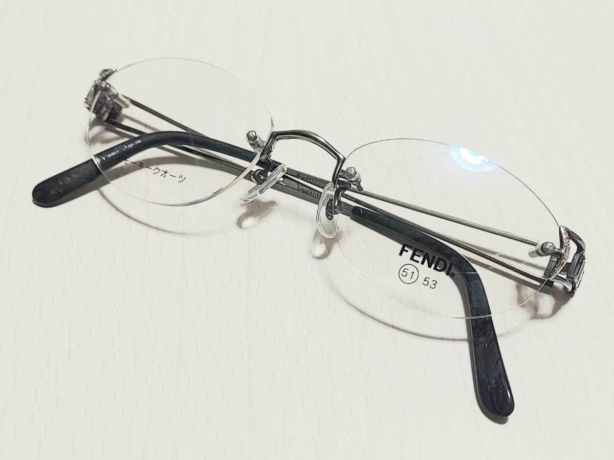 新品　FENDI　フェンディ　日本製　ブランド　メガネ　眼鏡　高級感　上品　ツーポイント　シルバー　スモーキークォーツ　軽い　綺麗_画像6