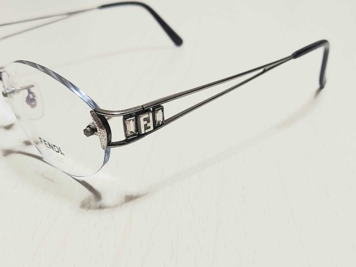 新品　FENDI　フェンディ　日本製　ブランド　メガネ　眼鏡　高級感　上品　ツーポイント　シルバー　スモーキークォーツ　軽い　綺麗_画像4