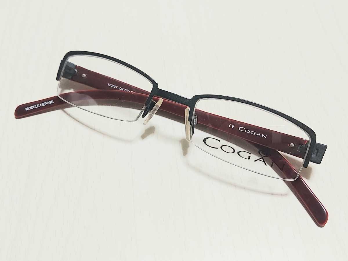 新品　YVES COGAN イヴコーギャン　メガネ　眼鏡　高級感　上品　ハーフリム　スクエア　黒ぶち_画像5