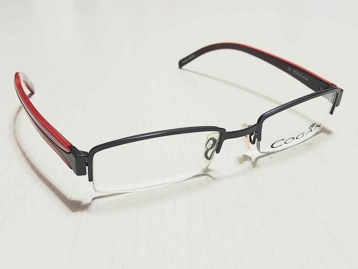 新品　YVES COGAN イヴコーギャン　メガネ　眼鏡　高級感　上品　ハーフリム　スクエア　黒ぶち_画像2