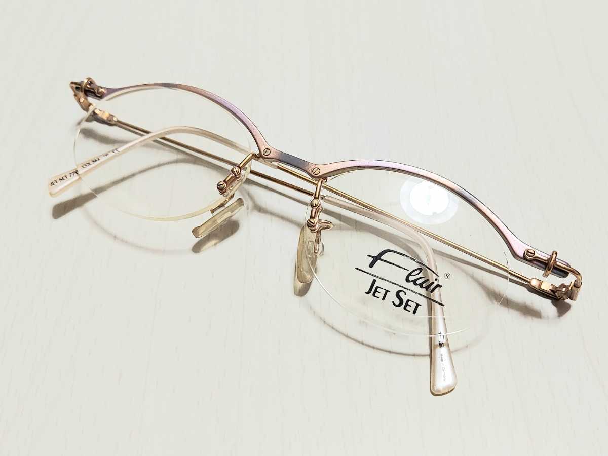 新品 Flair フレアー ドイツ製 メガネ 眼鏡 高級感 上品 ハーフリム ピンク