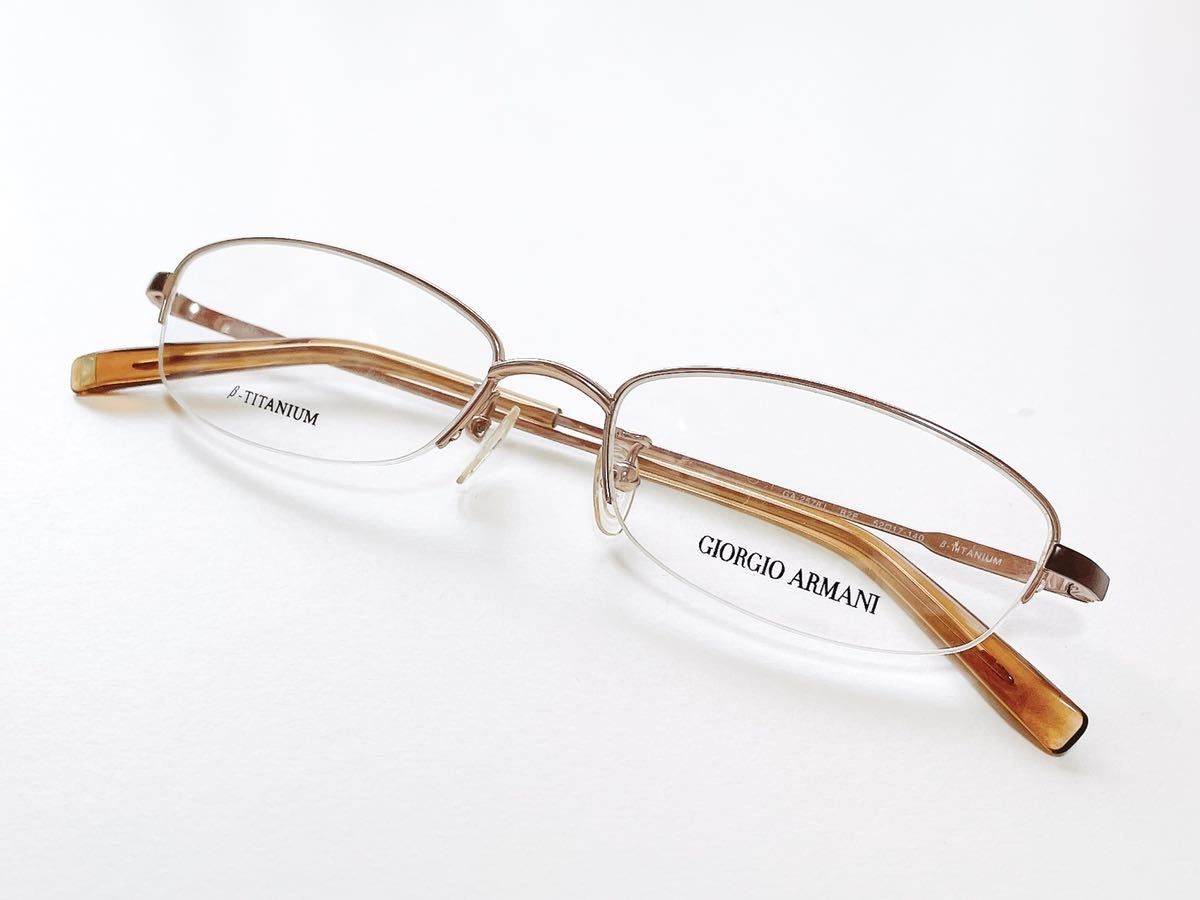 新品　GIORGIO ARMANI ジョルジオ・アルマーニ　ベータチタン　β-TITANIUM メガネ　眼鏡　上品　ハーフリム_画像2