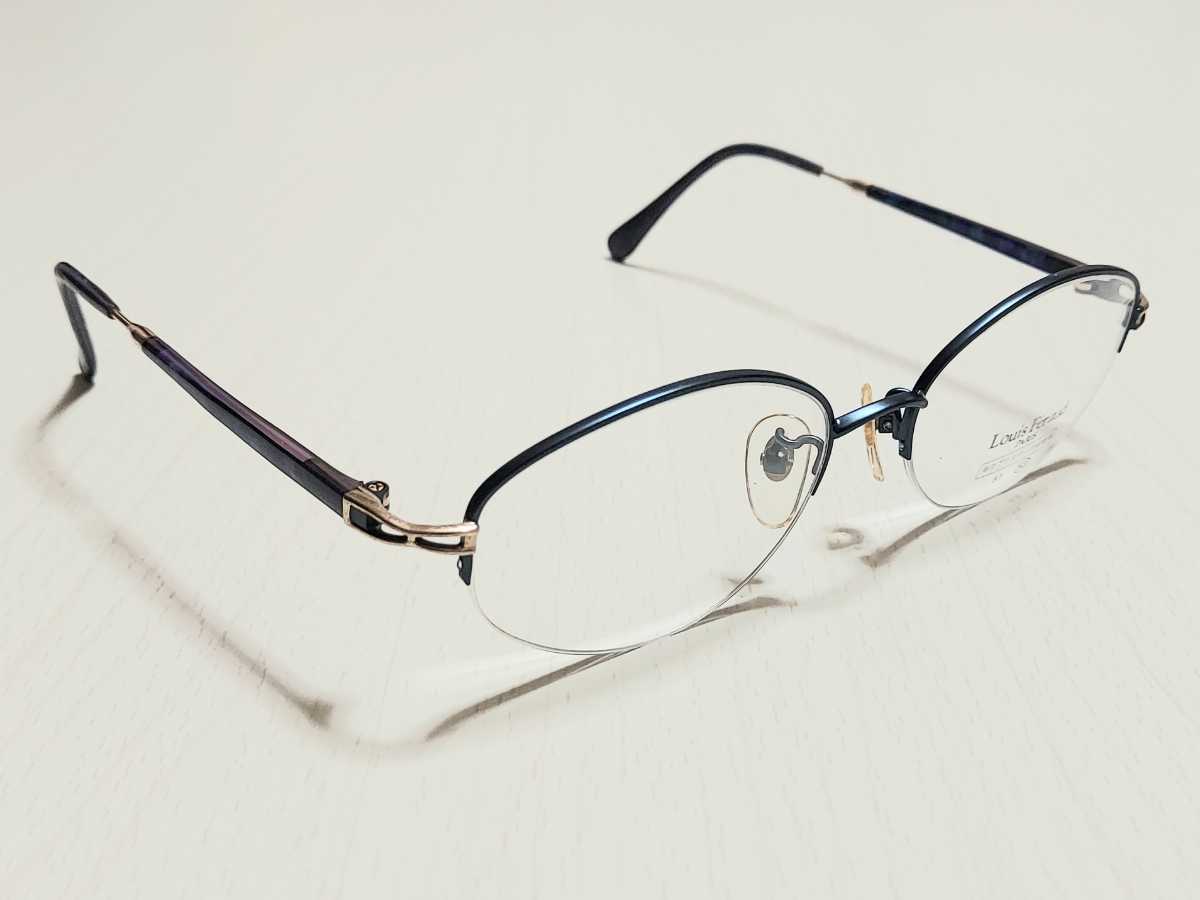 新品 Louis Feraud ルイフェロー　日本製　メガネ　眼鏡　高級感　オシャレ　上品　ハーフリム　ブルー　青紫　軽い_画像5