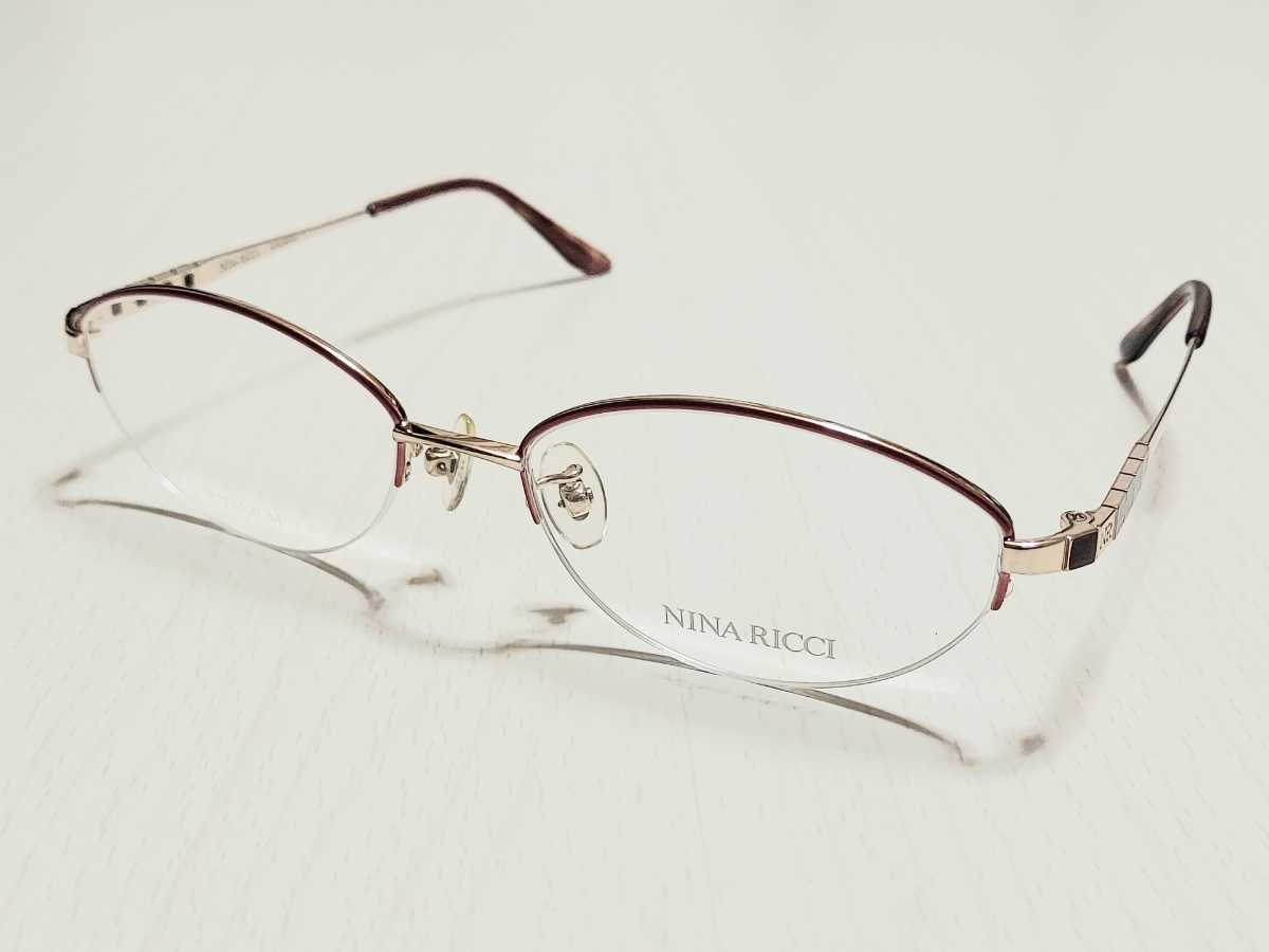 新品 NINA RICCI　ニナリッチ　メガネ　眼鏡　高級感　オシャレ　上品　ハーフリム　赤　レッド　チタン　軽い_画像4