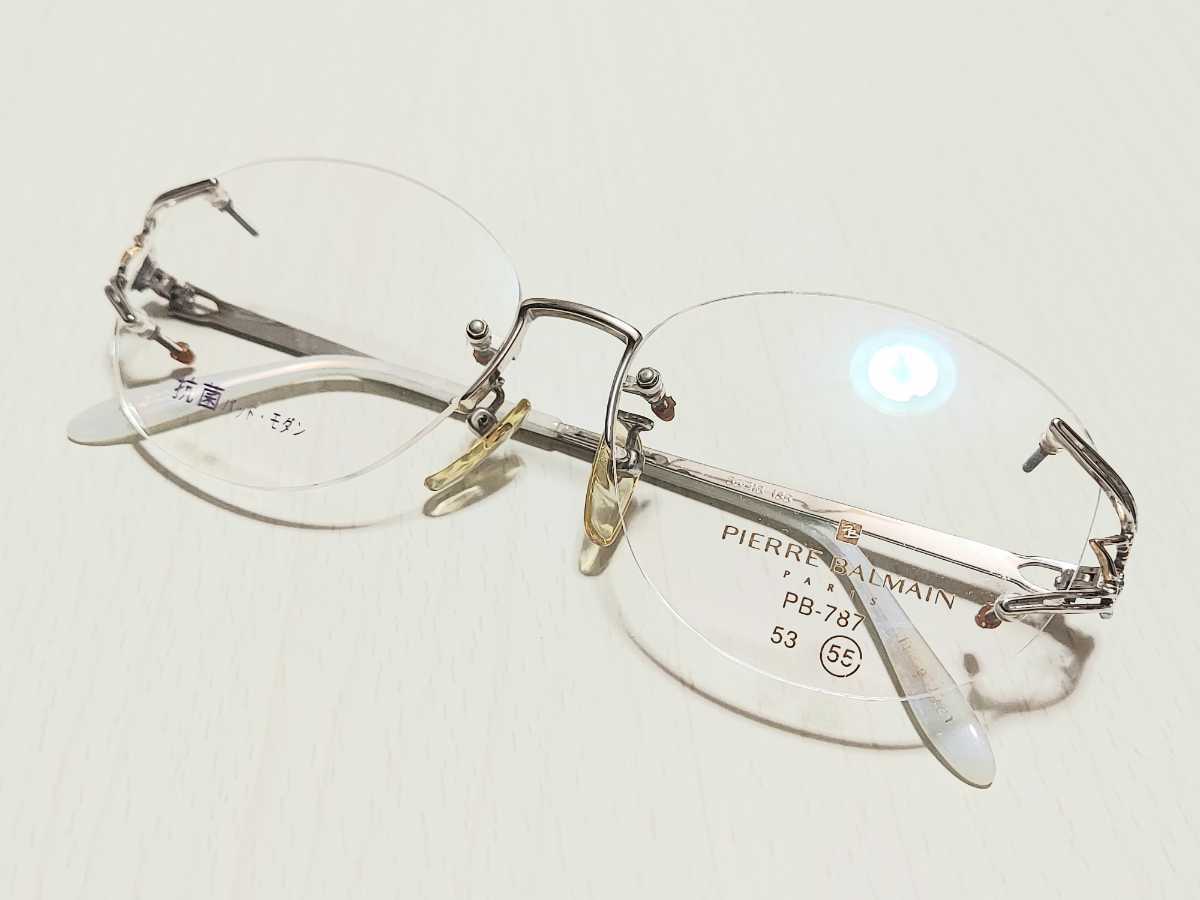新品　BALMAIN バルマン　日本製　メガネ　眼鏡　高級感　オシャレ　上品　ツーポイント　シルバー_画像5
