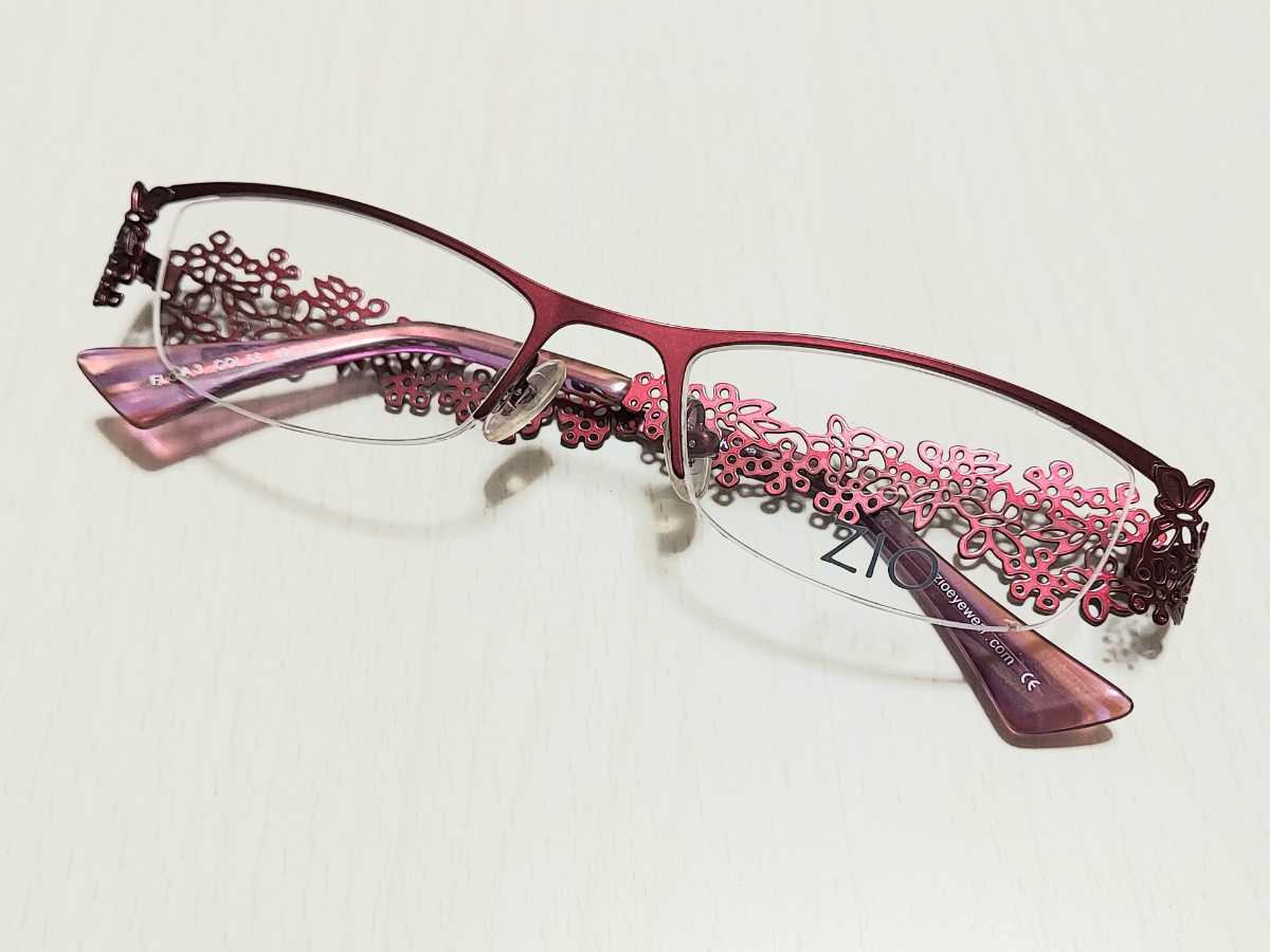 新品　ZIO ジオ　メガネ　眼鏡　高級感　オシャレ　上品　ハーフリム　軽い　赤　レッド　花柄