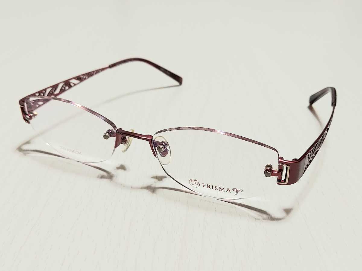 新品　PRISMA プリズマ　鯖江　サバエ　メガネ　眼鏡　高級感　オシャレ　上品　ツーポイント　チタン　軽い　赤　レッド_画像1