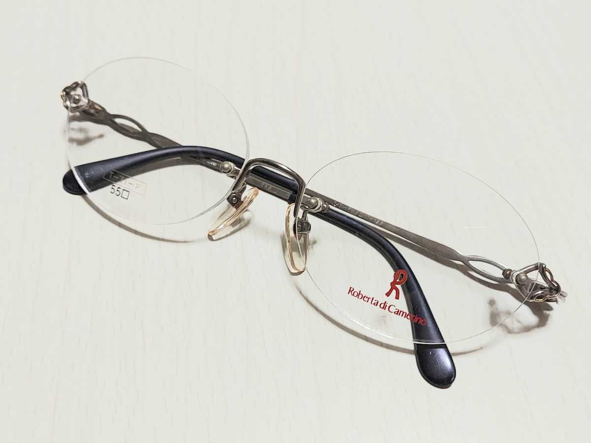 新品 Roberta ロベルタ メガネ 眼鏡 高級感 オシャレ 上品 ツーポイント オーバル 軽い パープル 紫