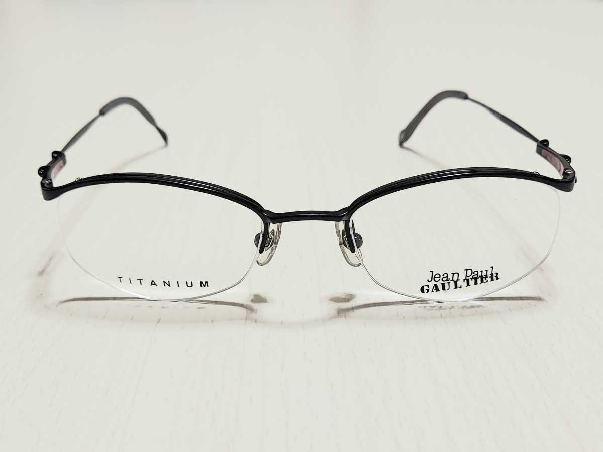 新品　Jean Paul GAULTIER　ジャンポール・ゴルチエ　日本製　メガネ　眼鏡　高級感　オシャレ　上品　ハーフリム　黒ぶち　チタン　軽い_画像3