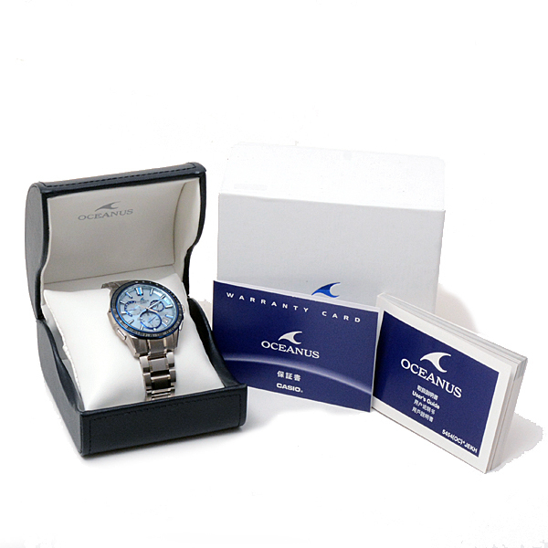  Casio wristwatch men's Oceanus GPS radio wave solar silver × blue CASIO OCEANUS OCW-G1200-2AJF used 