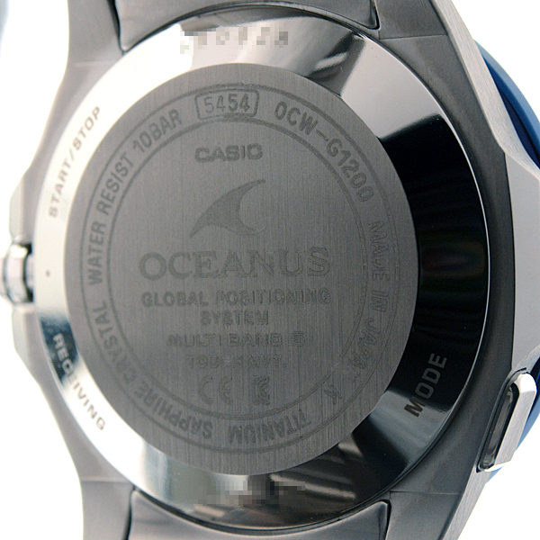  Casio wristwatch men's Oceanus GPS radio wave solar silver × blue CASIO OCEANUS OCW-G1200-2AJF used 