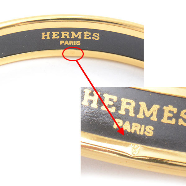 エルメス バングル レディース エマイユPM 七宝焼き 楽器柄 ブレスレット レッド系 A刻印 HERMES 中古_画像5