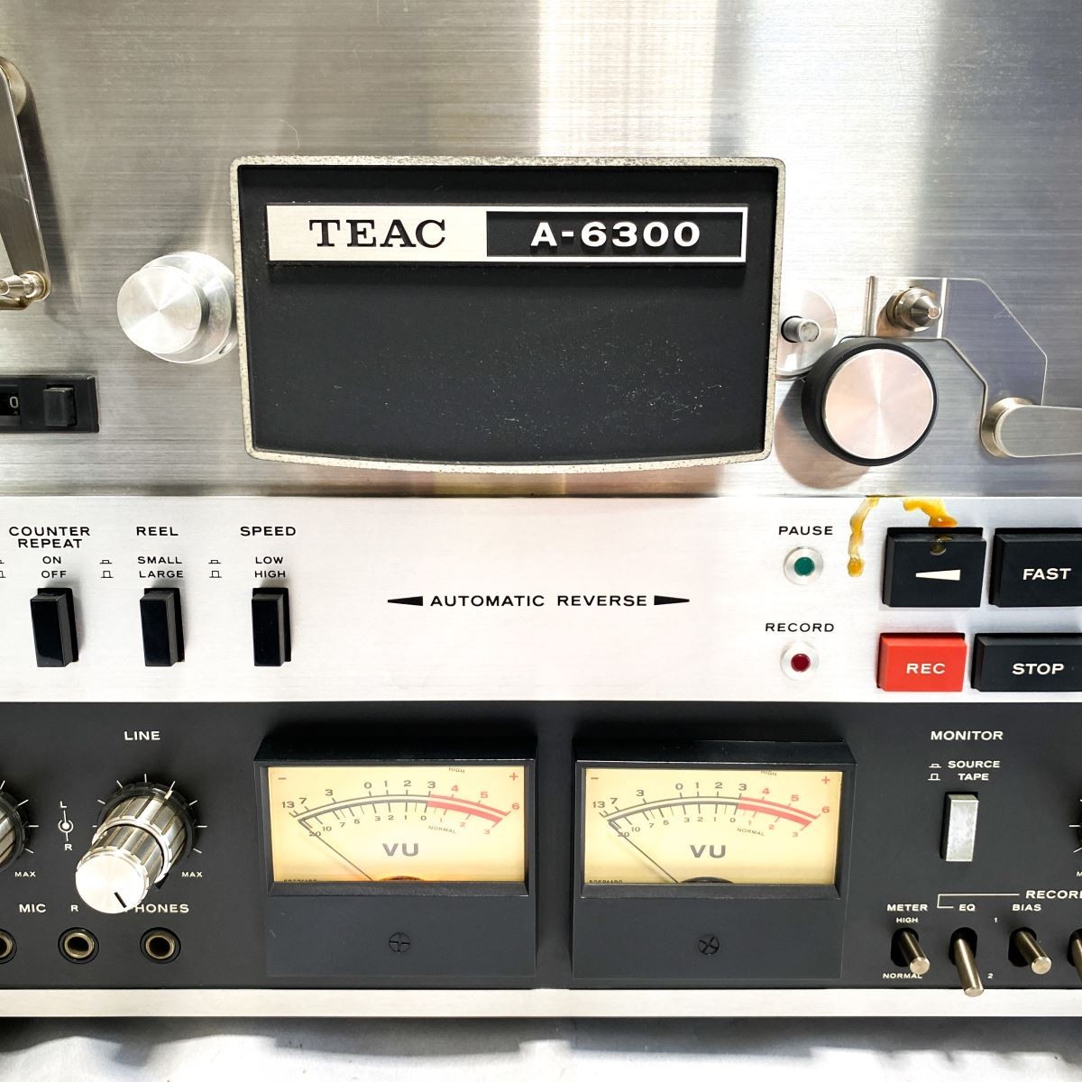【通電OK】TEAC A-6300 ティアック オープンリールデッキ 1974年頃 オーディオ 音響機器 昭和レトロ ビンテージ 当時物 現状品 H751_画像6