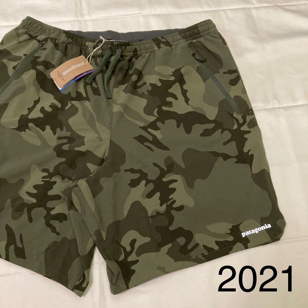 Lサイズ 新品【2021・廃盤カラー】patagonia メンズ・ナイン・トレイルズ・ショーツ( RDIG )カモフラ迷彩バギーズショーツ希少トレイルラン