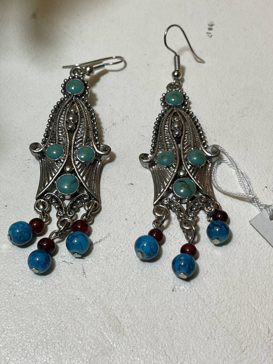 55* swaying hook earrings turquoise turquoise summer use # unused 