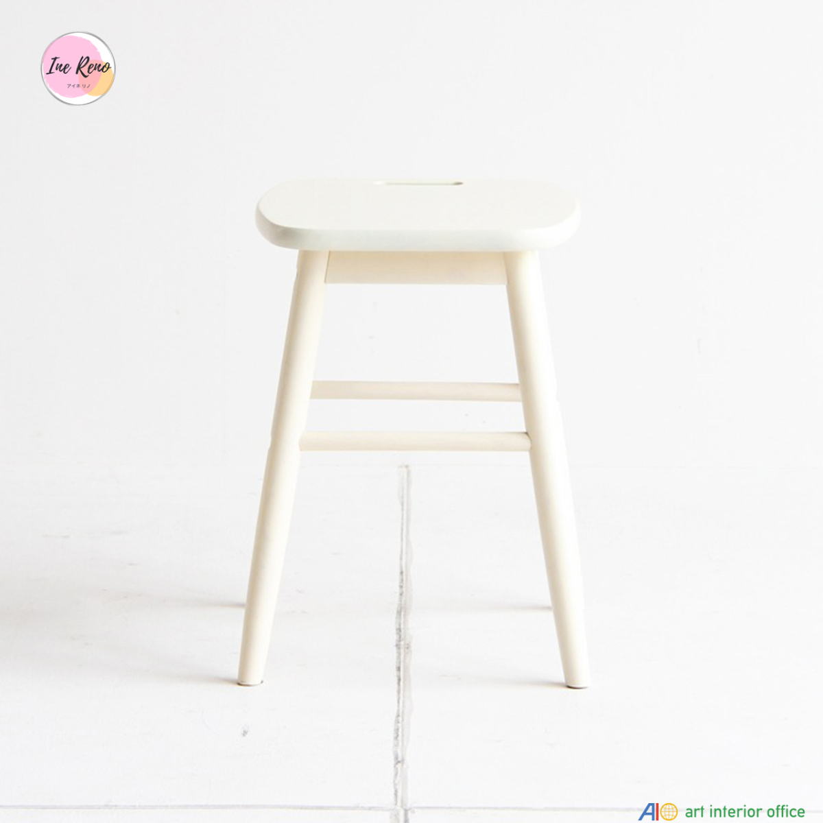 ロースツール ホワイト ine reno アイネリノ 天然木 飾り台 スツール 補助椅子 かわいい アンティーク風 木製 INS-2823WH_画像3