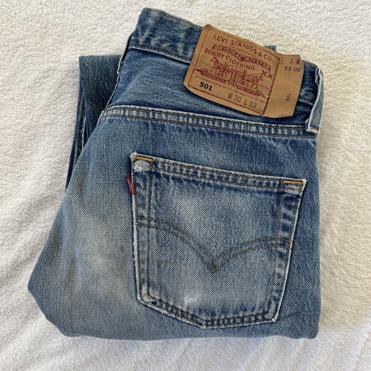 Levi's 501 USA製 30リーバイス ダメージ デニム 90's カスタム Levi's 501 USA製 30リーバイス ダメージ デニム 90's カスタム