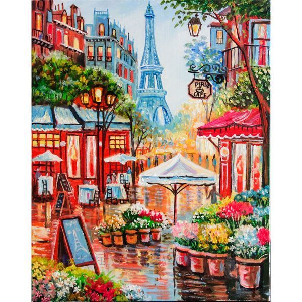 渡瀬 七生「街角の花屋」油彩画 F6号 手描き 油絵 ショップ 額 渡瀬 七生「街角の花屋」油彩画 F6号 手描き 油絵 ショップ 額