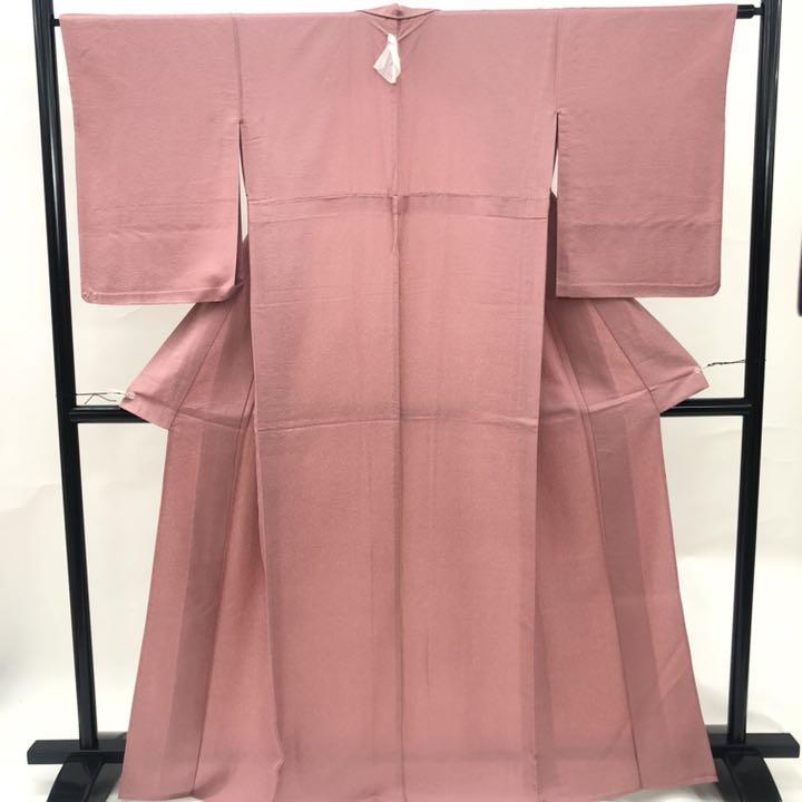 魅力的な 色無地 大きいサイズ ピンク 着物 799 正絹 一つ紋 単衣