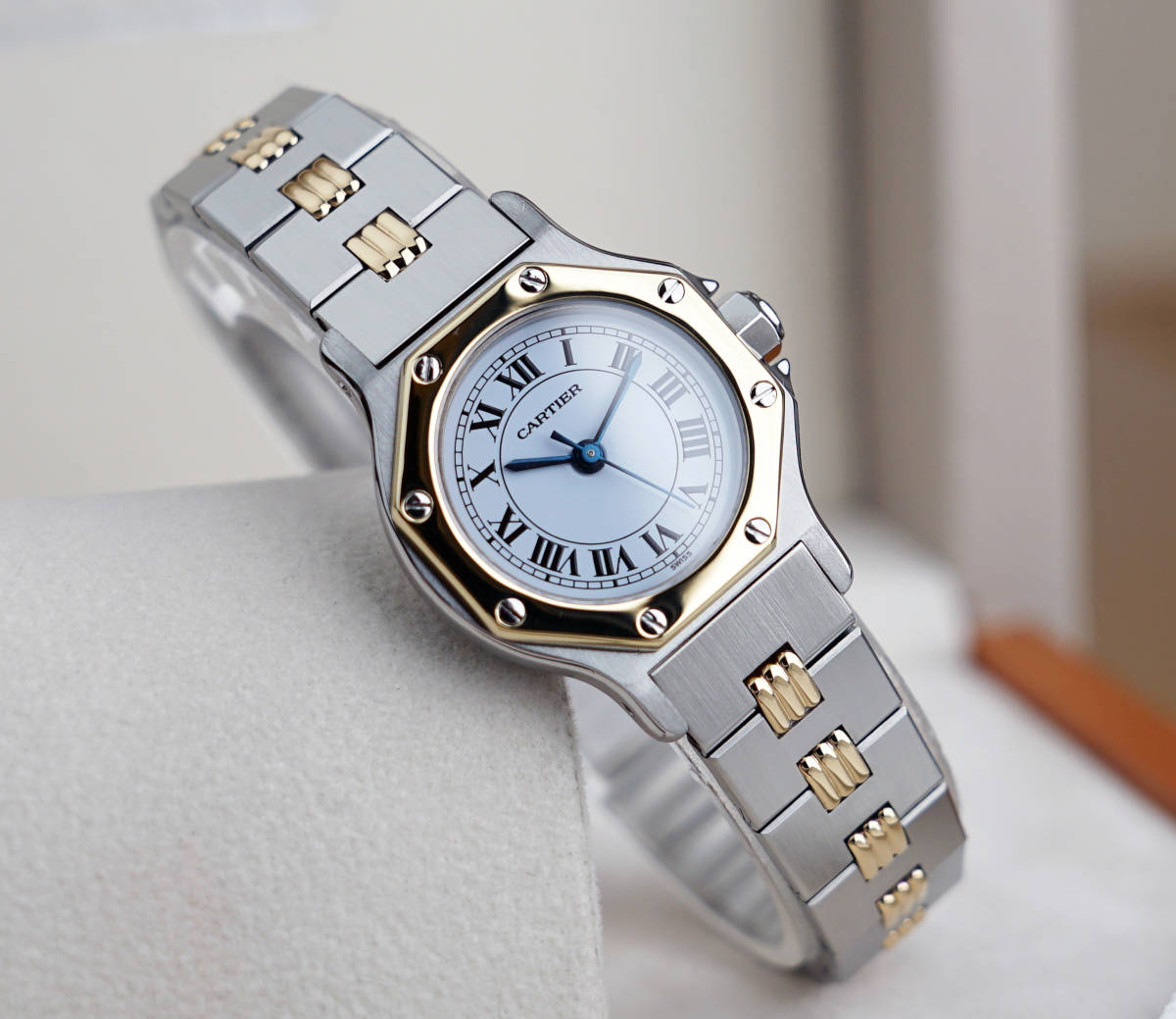 ティエが Cartier - 美品 カルティエ サントス オクタゴン 18KYGコンビ