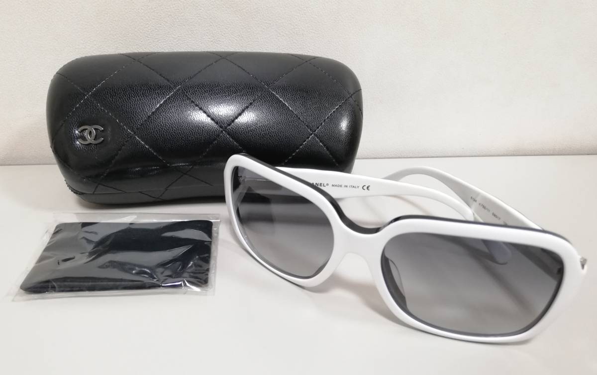 [ pawnshop Owari shop shop Tokyo ] Chanel CHANEL sunglasses matelasse white × black 5124 c.755/11