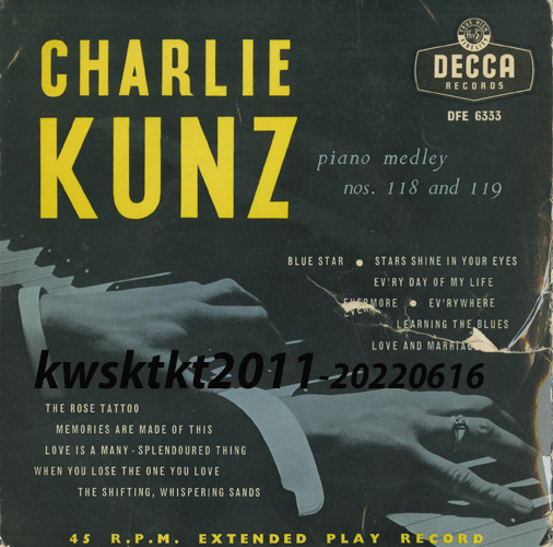 DFE-6333★Charlie Kunz　Charlie Kunz Piano Medley, No.118/No.119_画像1