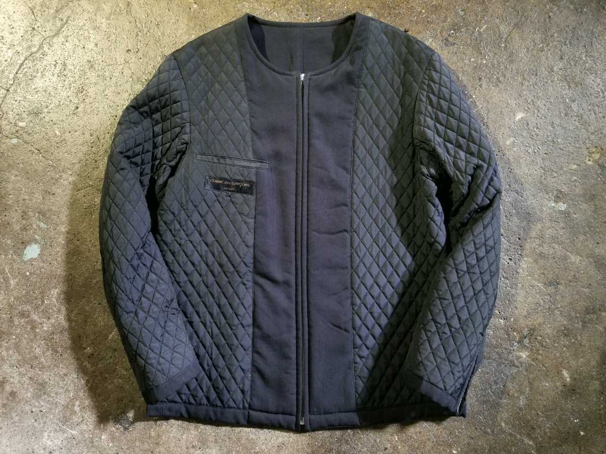 COMME des GARCONS HOMME 99AW 2枚タグ 八の字ノーカラーブルゾン 1999AW AD1999 90s コムデギャルソンオム 裏地キルティング_画像4