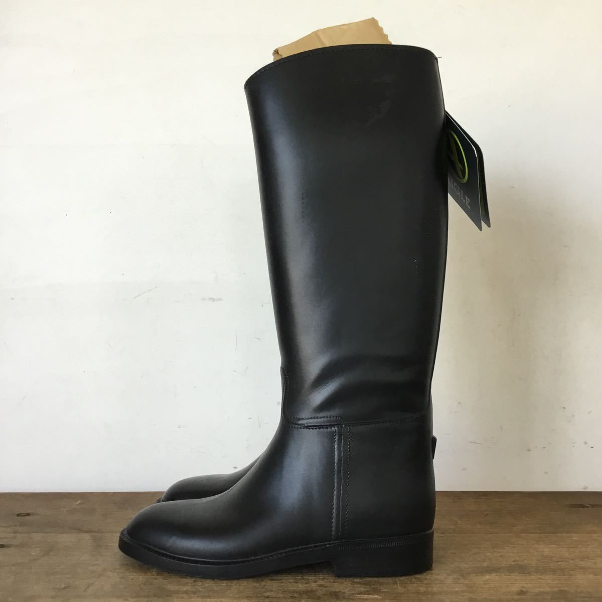 『訳あり』エーグル【新品】37 23.5 フランス製 レインブーツ 黒 ロングブーツ レインブーツ AIGLE