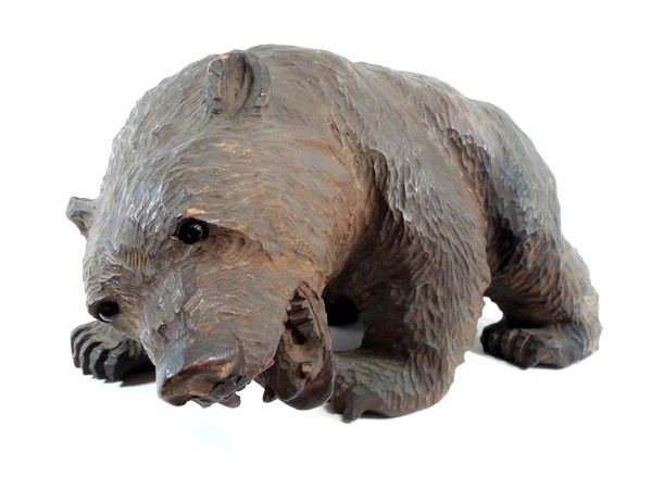 稀少【ガラス目の古い木彫の熊】アイヌ民芸農民美術-