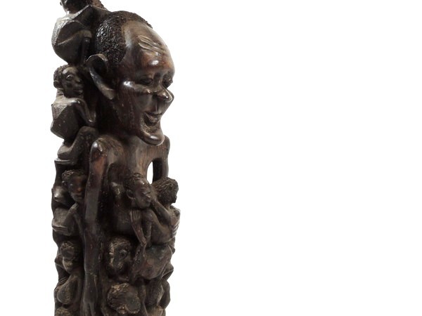 アフリカ美術/マコンデ彫刻/ウジャマ/45cm/ファミリーツリー/黒檀彫