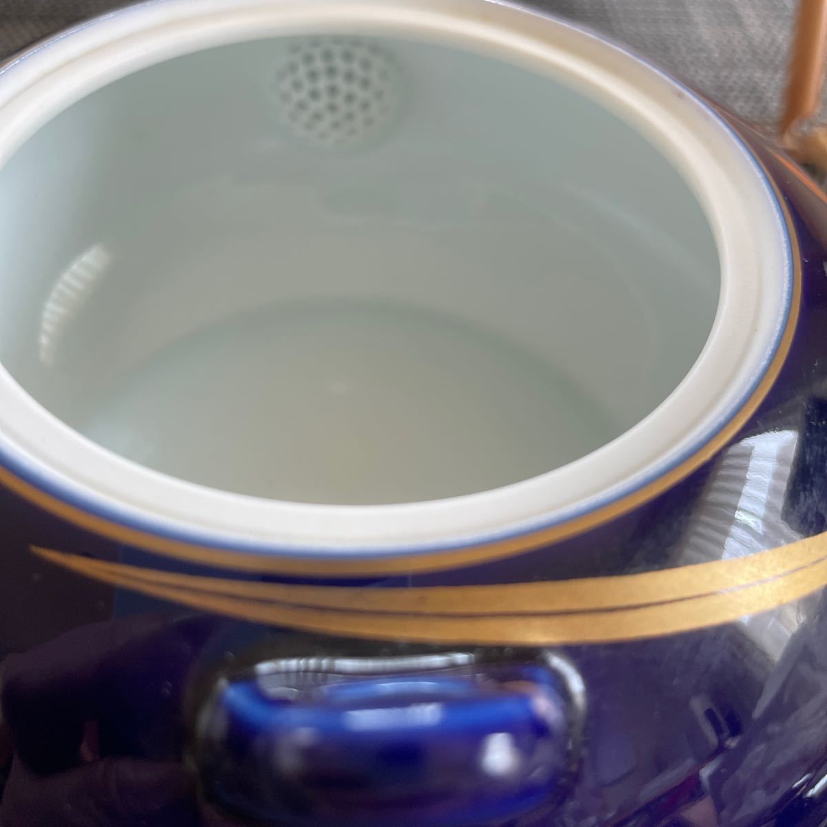 香蘭社　瑠璃　茶器セット　急須と蓋付き湯呑み　五客