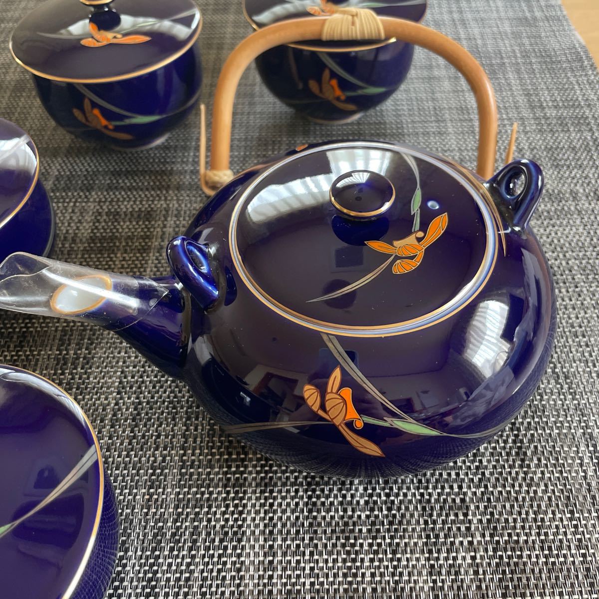 香蘭社 瑠璃 茶器セット 急須と蓋付き湯呑み 五客 | smsgolubovci.me
