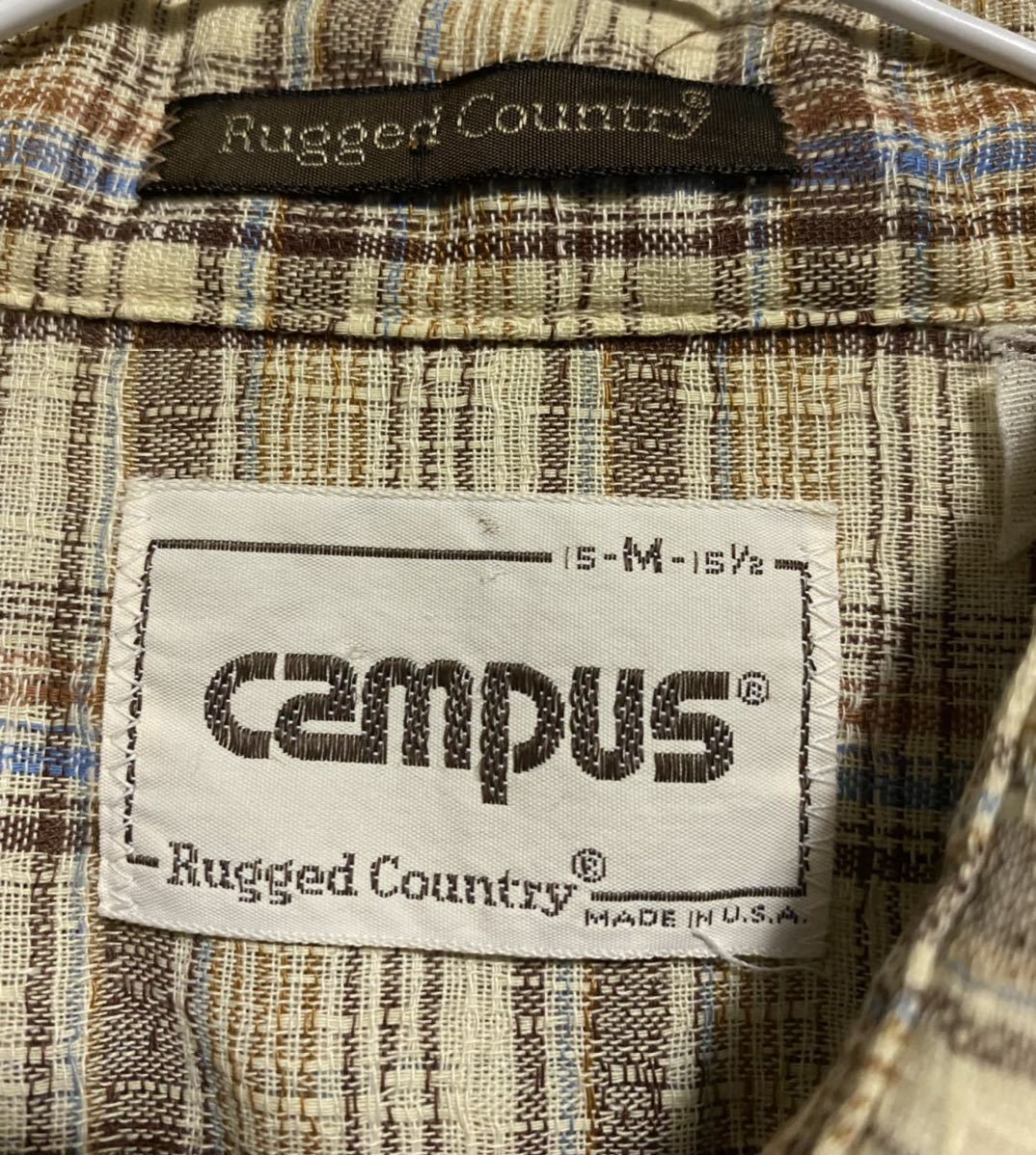 OLD USA製 CAMPUS 半袖シャツ　サイズ　M アメリカ　チェック柄_画像4
