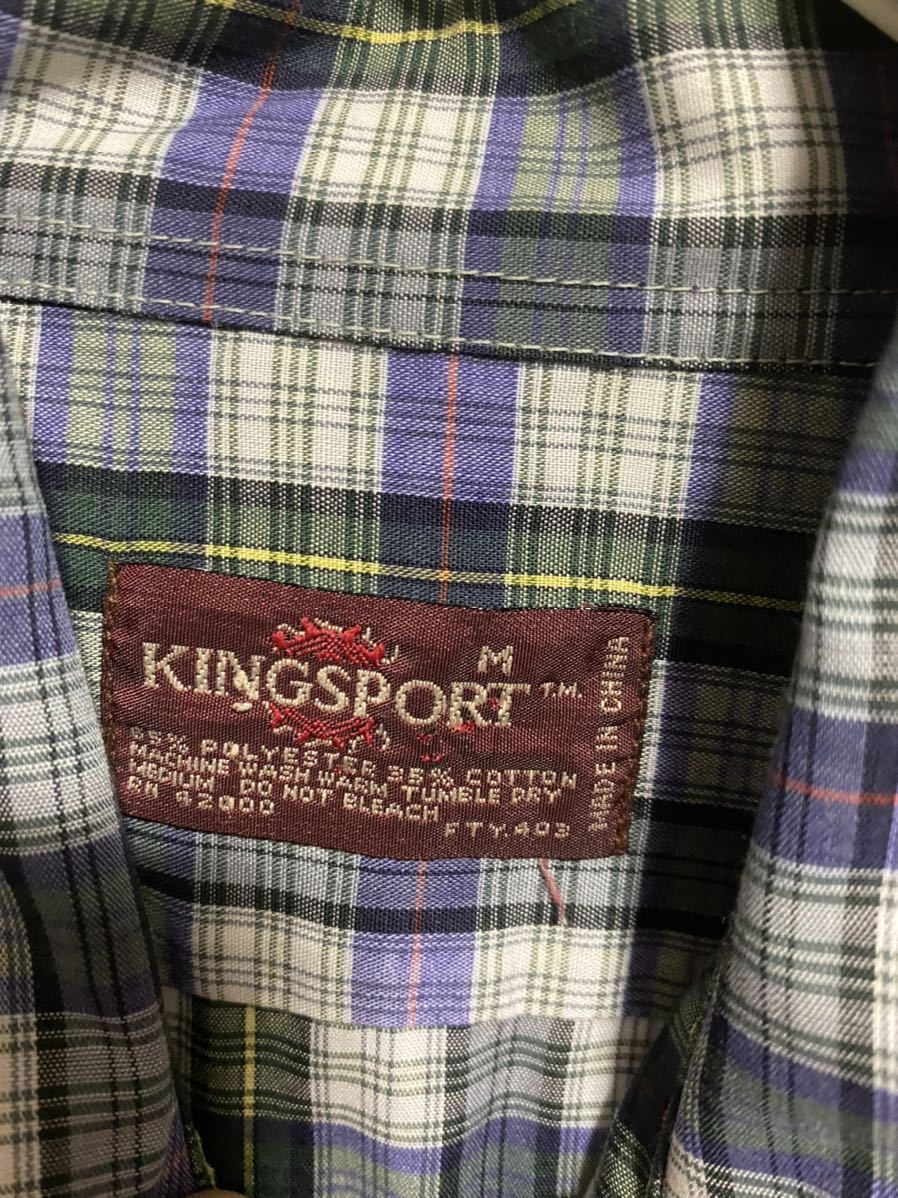 OLD KING SPORT キングスポーツ　半袖シャツ　アメリカ　USA古着　チェック柄_画像4