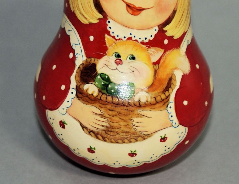 ロシア マトリョーシカ人形 起き上がりこぼし 子猫とロリーポリガール#2_画像3