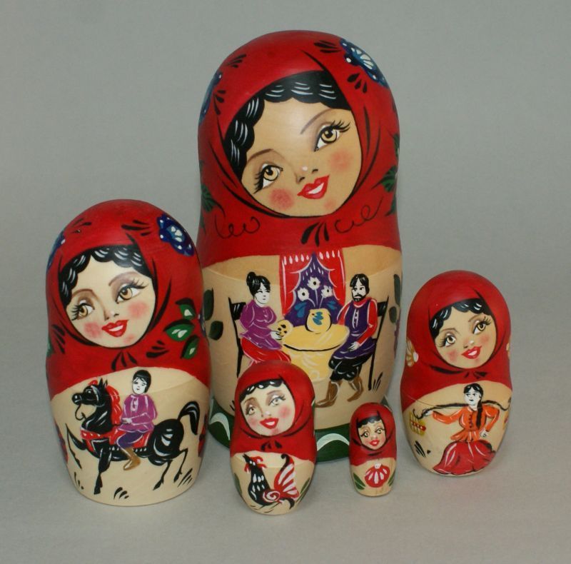 ロシアンマトリョーシカ 5 フランス人形 Gorodetskayaスタイル ロシアンマトリョーシカ 5 フランス人形 Gorodetskayaスタイル
